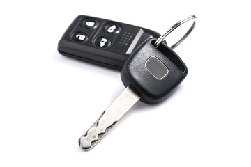 Car key with remote control isolated on white background