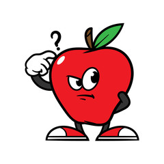 Cartoon Confused Apple Character