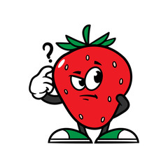 Cartoon Confused Strawberry Character