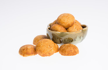 Peanut cookies or Chinese traditional peanut cookies on a background.