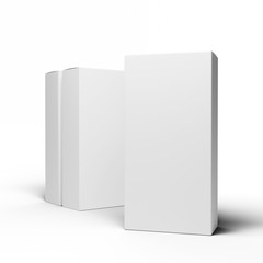 Blank white medicine drugs box packshot template isolated on a white background