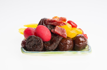 preserved fruits or mix preserved fruits on the background.