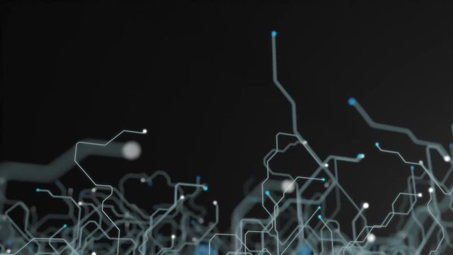 Abstract circuit board animation. Technology themed motion background. 4K UHD. 16-bit color depth. Broadcast quality.