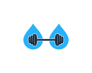 Water Barbell Icon Logo Design Element