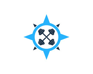 Compass Barbell Icon Logo Design Element