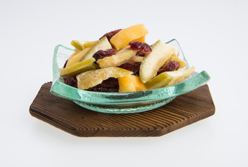 Dried fruits or assorted preserved fruits on background.