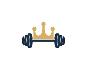 King Barbell Icon Logo Design Element