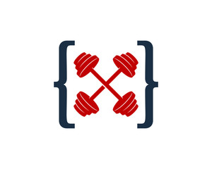 Barbell Code Icon Logo Design Element