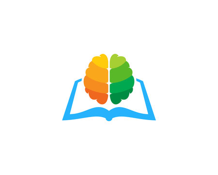 Brain Book Icon Logo Design Element