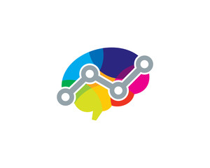 Brain Statistic Icon Logo Design Element