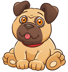 Vector illustration of Cartoon Dog Pug sitting