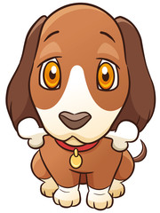 Vector illustration of Cartoon Dog holding bone