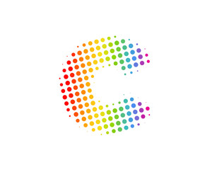 Halftone Circle Letter C Icon Logo Design Element