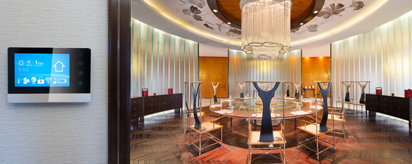 smart screen with smart home and modern dining room