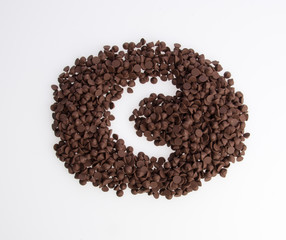 Chocolate chip morsels spread with concept c.