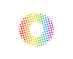 Halftone Circle Letter O Icon Logo Design Element