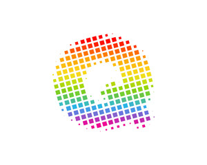 Halftone Square Letter Q Icon Logo Design Element