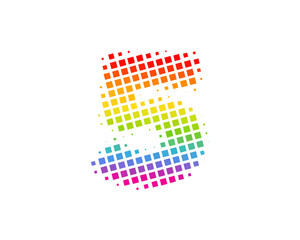 Halftone Square Number 5 Icon Logo Design Element