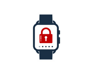 Smartwatch Lock Icon Logo Design Element