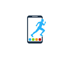 Smartphone Run Icon Logo Design Element