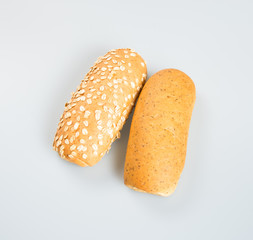 Bun or Hot dog bun on the background.