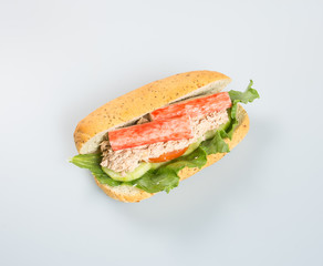 sandwich or hot dog sandwich on the background.