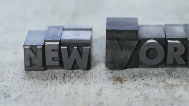 4K footage of New York metallic letter pan across