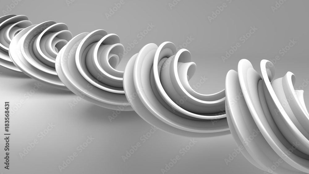 Poster grey twisted spiral shape 3d rendering