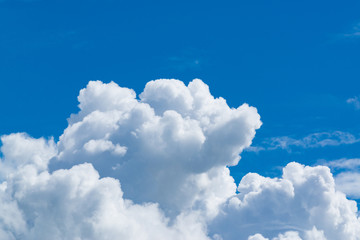 Naklejka na ściany i meble Blue sky with soft tiny cloud, cloudscape on sunny day for background or postcard.