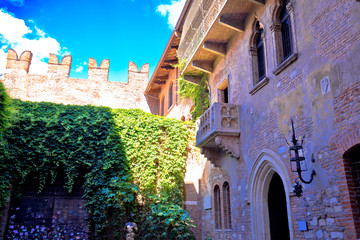 Patio and balcony of Romeo and Juliet house in Verona
