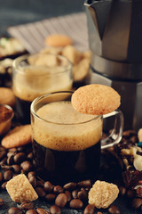 Espresso in a glass cup