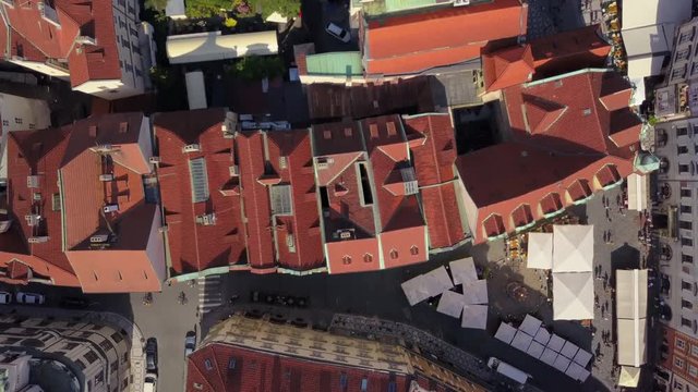 Czech Republic Prague Aerial v23 Vertical view flying low over Old Town area 8/17