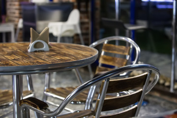interior cafe with metal furniture