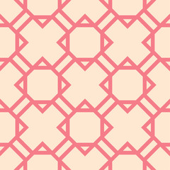Red and beige geometric ornament. Seamless pattern