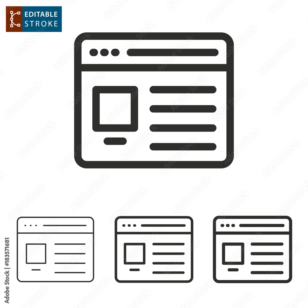 Poster browser line vector icon. editable stroke.