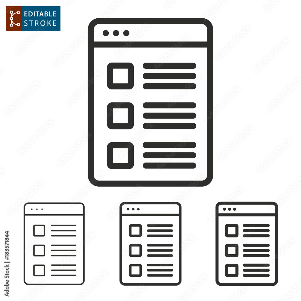 Aufkleber browser line vector icon. editable stroke.