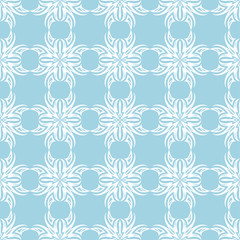 White floral seamless pattern on blue background