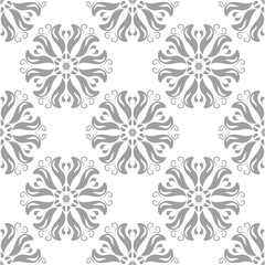 White and gray floral seamless pattern