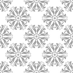 White and gray floral seamless pattern