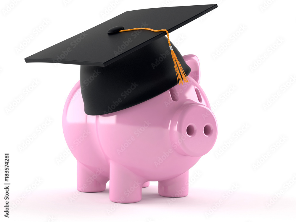 Sticker Piggy bank with graduation hat