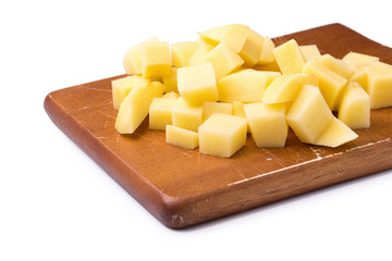 Chopped potato isolated on a white background