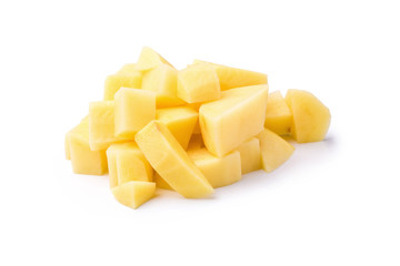 Chopped potato isolated on a white background