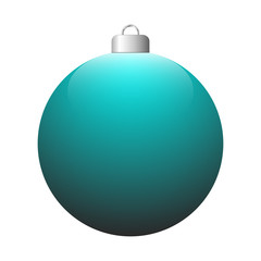 Obraz premium Vector turquoise glossy Christmas ball isolated on white background