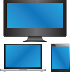 Device Sets of Laptop, Computer and Tablet Vector Illustration, EPS 10.