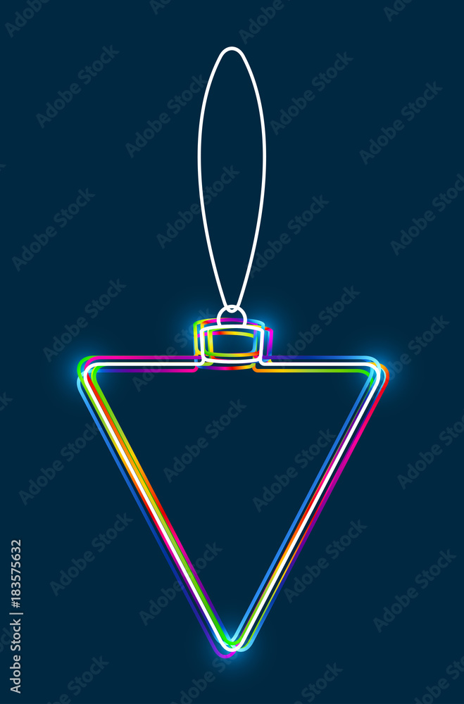 Aufkleber Vector hanging abstract colorful Christmas ball on a string consisting of multicolored outlines with glowing light effect on dark blue background