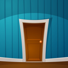 Cartoon door, plinth, wall-papers, wall, handle illustration.