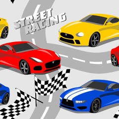 cool sport cars seamless pattern