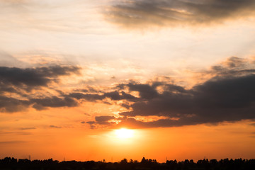 Sunset sky over tropical forest