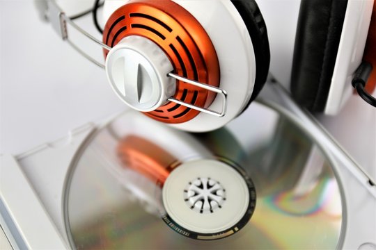 An concept Image of a headphone with a Music CD
