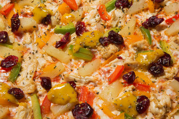 italian pizza on white background isolated, macro photography